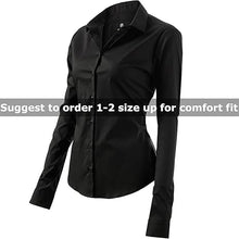 Load image into Gallery viewer, Womens Button Down Shirts - Long Sleeve Business Casual Blouses Black
