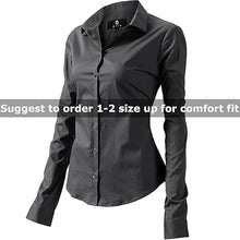 画像をギャラリービューアに読み込む, Womens Button Down Shirts - Long Sleeve Business Casual Blouses Gray
