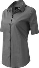 Cargar imagen en el visor de la galería, Womens Button Down Shirts - Short Sleeve Business Casual Blouses Gray
