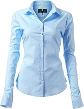 画像をギャラリービューアに読み込む, Womens Button Down Shirts - Long Sleeve Business Casual Blouses Light Blue
