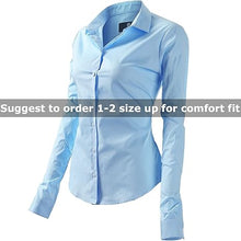 画像をギャラリービューアに読み込む, Womens Button Down Shirts - Long Sleeve Business Casual Blouses Light Blue
