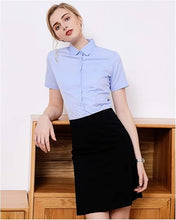 Load image into Gallery viewer, Womens Button Down Shirts - Short Sleeve Business Casual Blouses Light Blue
