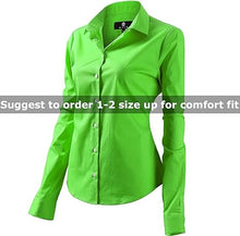 Load image into Gallery viewer, Womens Button Down Shirts - Long Sleeve Business Casual Blouses Light Green
