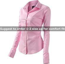 Load image into Gallery viewer, Womens Button Down Shirts - Long Sleeve Business Casual Blouses Pink
