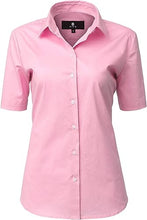 Load image into Gallery viewer, Womens Button Down Shirts - Short Sleeve Business Casual Blouses Pink
