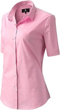 Load image into Gallery viewer, Womens Button Down Shirts - Short Sleeve Business Casual Blouses Pink
