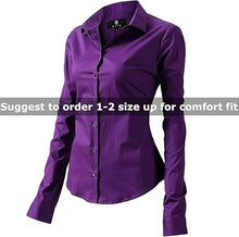 Charger l&#39;image dans la galerie, Womens Button Down Shirts - Long Sleeve Business Casual Blouses Purple
