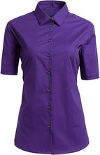 Load image into Gallery viewer, Womens Button Down Shirts - Short Sleeve Business Casual Blouses Purple
