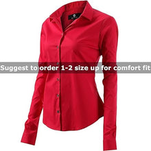 画像をギャラリービューアに読み込む, Womens Button Down Shirts - Long Sleeve Business Casual Blouses Red
