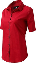 Charger l&#39;image dans la galerie, Womens Button Down Shirts - Short Sleeve Business Casual Blouses Red
