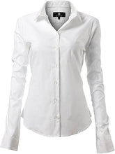 Load image into Gallery viewer, Womens Button Down Shirts - Long Sleeve Business Casual Blouses White
