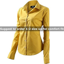 Cargar imagen en el visor de la galería, Womens Button Down Shirts - Long Sleeve Business Casual Blouses Yellow
